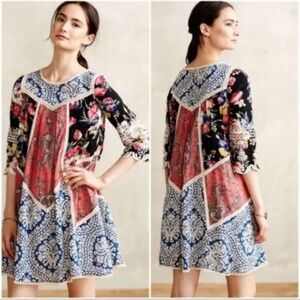 Anthropologie Vanessa Virginia Inez Patchwork Swing Dress